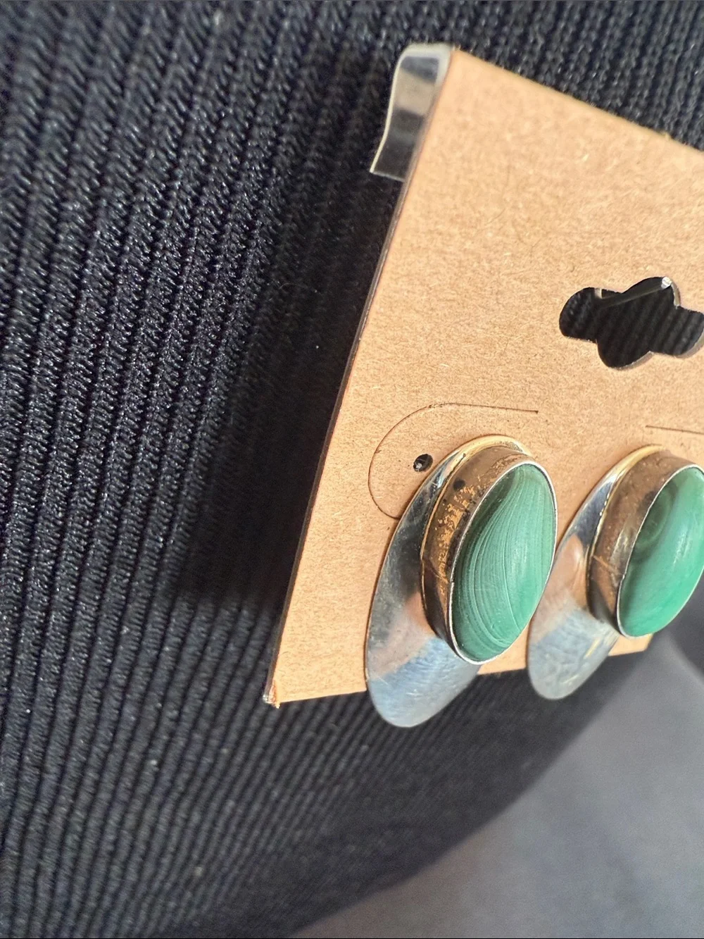 Vintage Green Stone Oval sterling Silver Drop Earrings - Women's Jewelry